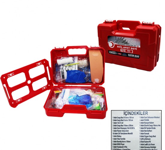 SUPER-BAG ASR-5013 BÜYÜK ACİL AFET & DEPREM YARDIM SETİ PLASTİK ÇANTALI*12