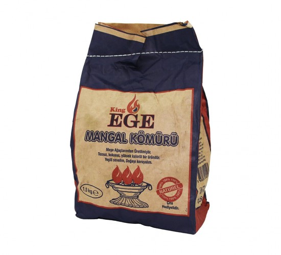 KİNG EGE MANGAL KÖMÜRÜ ( 1.5KG ) ( ÇIRA HEDİYELİDİR )*16=K