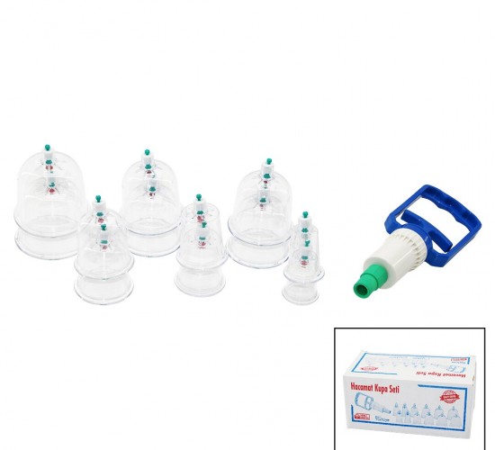 KRT-1013 (12PCS) HACAMAT KUPA MASAJ SETİ (1-POMPA+NO-6:4AD & NO-7-5-4:2 ŞER AD& NO-3: 1AD& NO-2:1AD) MİKA KRİSTAL PLS.*40