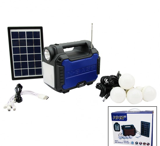 NNS NS-S55LS (3IN1&SOLAR) (2İN1=EL FENERİ& RADYO& MP3) BLUETOOTH&USB/TF PORT&4PCS AMPUL KABLOLU&POWERBANK*12