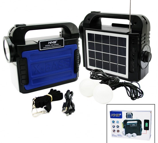 NNS NS-S209SL (3IN1 & SOLAR) (2İN1=EL FENERİ & RADYO&MP3) BLUETOOTH&USB/TF PORT&2PCS AMPUL KABLOLU & POWERBANK*30