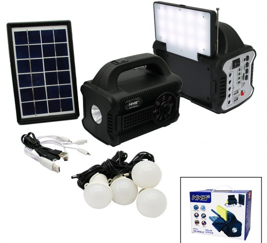 NNS NS-S90LS (3IN1&SOLAR) (2İN1 SABİT+OYNAR BAŞLI EL FENERİ) & RADYO & MP3) BLUETOOTH & USB/ TF PORT& 4PCS AMPUL KABLOLU & POWERBANK*12