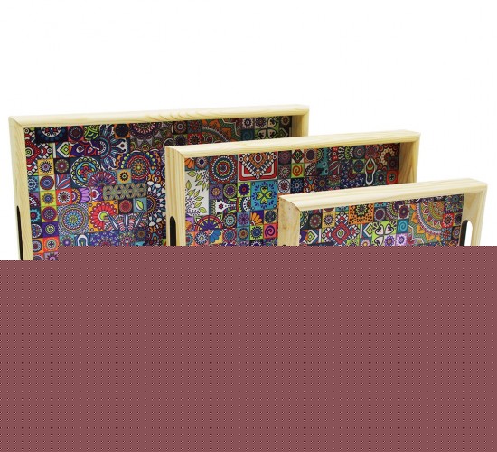 TRK-176 ( 3 BOY ) AHŞAP TEPSİ ( DESENLİ ZEMİN ) ( 16X26 & 21X31 & 24X34CM )*12