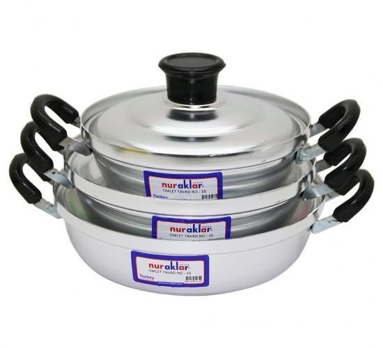 NURAKLAR OY218-222 ( 3LÜ ) ALÜMİNYUM OMLET SET ( NO-18-20-22 )*24