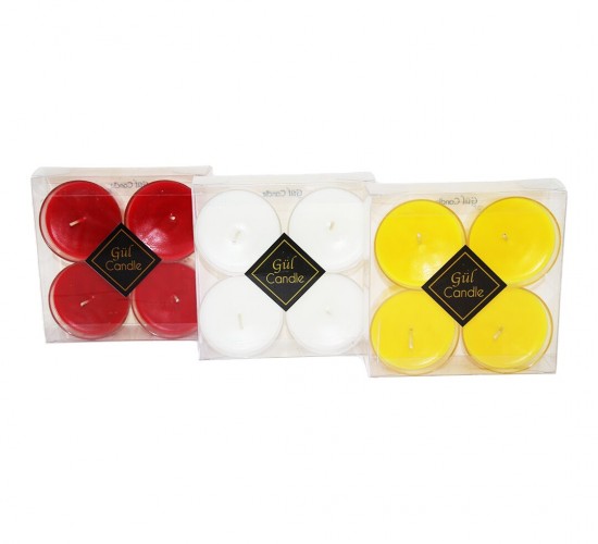 GÜL CANDLE GL-210 ( 4PCS YUVARLAK & KRİSTAL KAPSÜL ) KOKULU MUM MİX*24=K