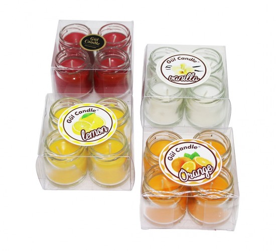 GÜL CANDLE GL-218 ( 4PCS ) ( MİNİ CAM KAVONOZ & KOKULU MUM )*40=K