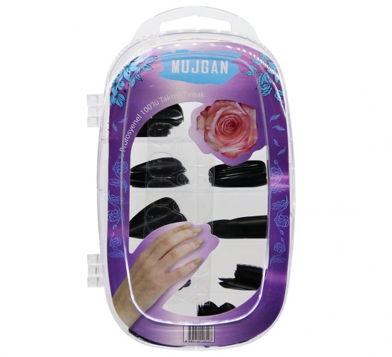 MUJGAN MJGN-100SR ( 100 PCS ) ( SİYAH ) TAKMA TIRNAK*12X60