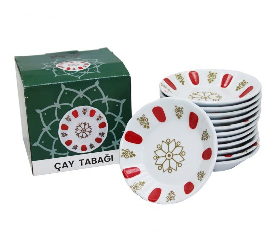 ASLAN-142K ( LÜX ) ( KIRMIZI BEYAZ ) ( MELAMİN ) ÇAY TABAK*12X24