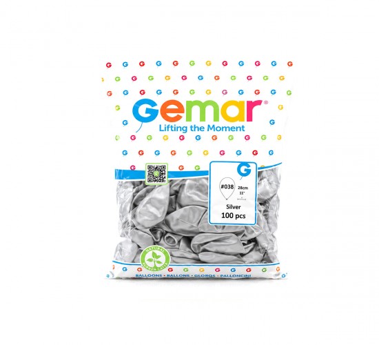 GEMAR GM-110-38 ( METALİK & GÜMÜŞ & SİLVER ) BALON ( 11'' & 28CM & 100PCS )*1X50