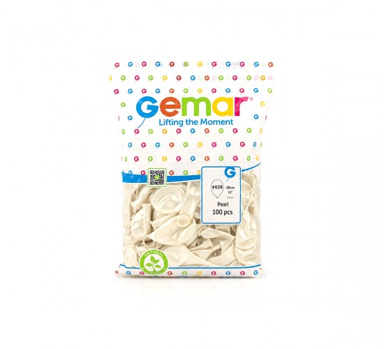 GEMAR GM-110-28 ( METALİK & İNCİ BEYAZ & PEARL ) BALON ( 11'' & 28CM & 100PCS )*1X50