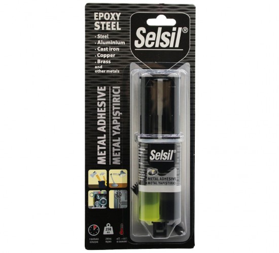 SELSİL-3633-1396 ( EPOXY STEEL METAL ) ( ŞIRINGA ) EPOKSİ YAPIŞTIRICI 28GR.(METAL & AHŞAP & PLASTİK )*12=K