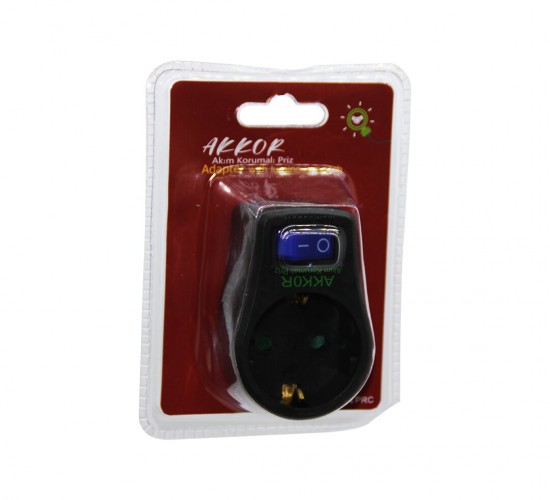 AKKOR GBK01/01A ( TEKLİ ) AKIM KORUMALI ANAHTARLI GOLYAT PRİZ ( 16A / 250V / 3680W )*10X20
