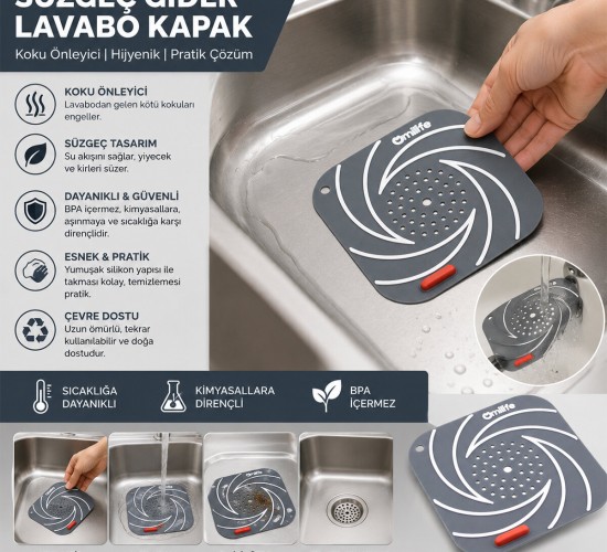 MİLİFE ( KARE & RÜZGAR GÜLÜ DESENLİ ) SÜZGEÇ KOKU ÖNLEYİCİ RENKLİ MAT ( GİDER KAPAK & SİLİKON )(BRKT-212133)*50X10