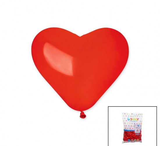 GEMAR-CR BASKISIZ KIRMIZI KALP BALON #005 ( 10'' & 25CM & 100PCS )*1X50