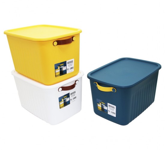 BOXSIS OM-0050-1690 ( 15LT ) ( 35X25X22CM ) RENKLİ ORGANİZER KAPAKLI KUTU PLASTİK*18=K