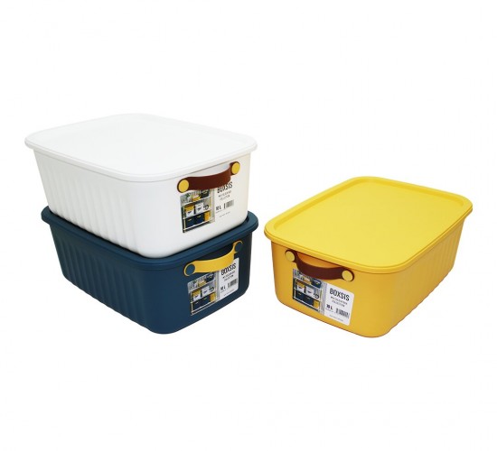 BOXSIS OM-0043-1760 ( 10LT ) ( 35X25X15CM ) RENKLİ ORGANİZER KAPAKLI KUTU PLASTİK*18=K