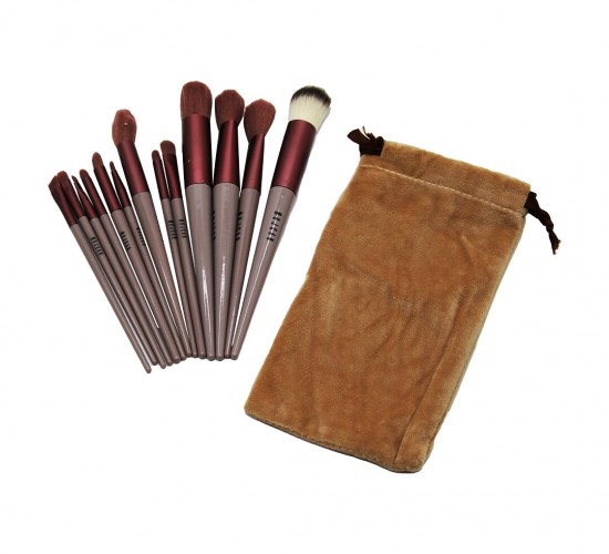 MUJGAN MJGN-112 ( 13PCS ) ( EFLATUN ) KADİFE TORBALI MAKYAJ FIRÇA SET*10X25