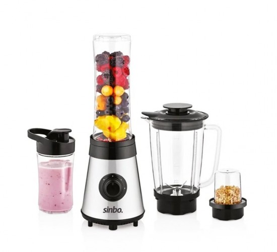 SİNBO SHB-3190 ( BUZ KIRICI & KAHVE ÖĞÜTÜCÜ ) ( HAZNE=800ML & 2 ŞİŞE=300-600ML) ÇOK AMAÇLI SMOOTHIE BLENDER 500W ( 2 KADEME)*4