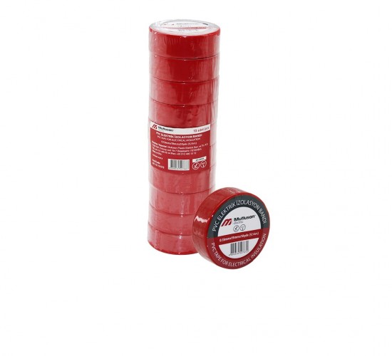 MUTLUSAN ( LÜX ) ( KIRMIZI ) PVC İZOLASYON ELEKTRİK BANTI ( 0.13X19X10YDS ) ( 9.14MM )*10X50