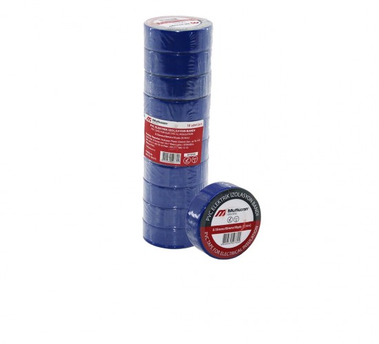 MUTLUSAN ( LÜX ) ( MAVİ ) PVC İZOLASYON ELEKTRİK BANTI ( 0.13X19X10YDS ) ( 9.14MM )*10X50