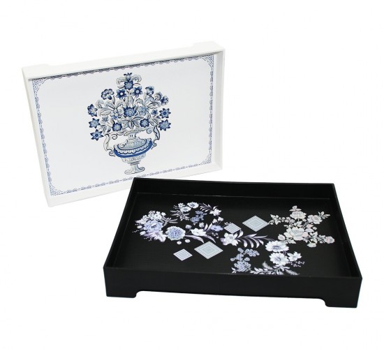 HARMONY TİME AS-101 HT-028.04 JAPON GÜLÜ DESENLİ ( DİKDÖRTGEN ) AYAKLI TEPSİ ( 31X21CM )*8=K