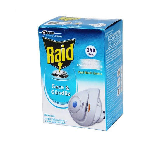 RAİD ( YENİ NESİL ELEKTRO ) ( SET ) ( MAKİNE + KUM TABLET  ) ( 240 SAAT ) SİNEK & SİVRİSİNEK ÖLDÜRÜCÜ ( KOKUSUZ )*6X6