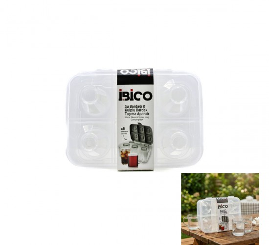 İBİCO K17-002 ( 6LI ) ( SU BARDAK & KULPLU BARDAK ) TAŞIMA APARATI ( ŞEFFAF PLASTİK )*18=K