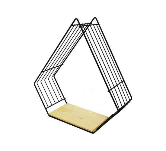 LALEZAR LZR-621 ( PİRAMİT ) AHŞAP TABANLI TEK KATLI METAL DEKORATİF DUVAR RAF*3=K