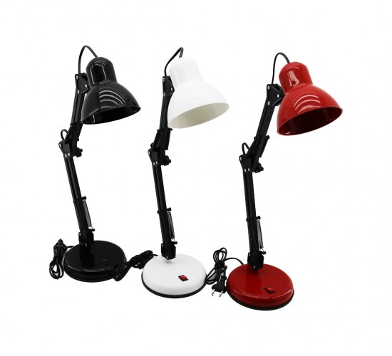 KRT NO-1159 ( METAL AKROBAT AYAKLI ) ELEKTRİKLİ MASA LAMBASI ( RENKLİ PLASTİK TABLA & KAFA )*12