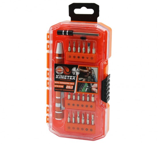 KINETEX KTX-3149 ( 26İN1 ) BİTS TORNAVİDA UÇ SETİ ( 24PCS UÇ + 1-KALEM MODEL T.VİDA SAPI + 1-UZATMA ADAPTÖRÜ )*10X10