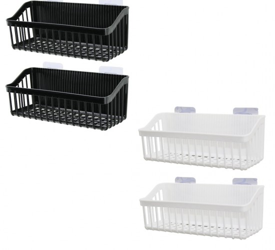 MR-1482 ( 2PCS ) BANYO & MUTFAK ORGANİZERİ PLASTİK ( YAPIŞKAN ASKILIKLI & SİYAH-BEYAZ) (7X10X26CM)*20=K