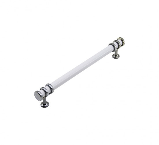 İBİCO-946 ( 12.8CM ) ( YÜZÜK KROM & KULP BEYAZ ) BORU ÇEKMECE KULP*10X5
