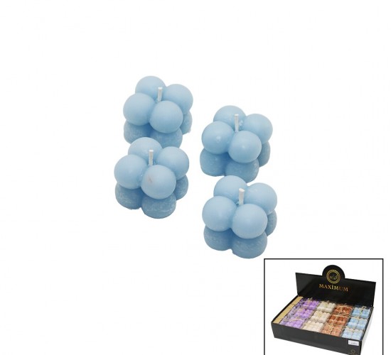 MAXİMUM MAX-2321 ( 4PCS ) ( MİNİ BUBBLE=KABARCIK MODELİ ) ( RENKLİ & KOKULU ) MUM*27X8