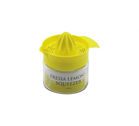QLUX C-00135 FRESIA ( 300CC ) ( SADE CAM HAZNELİ ) LİMON SIKACAK ( SARI PLASTİK SIKACAK & KULP )*12=K
