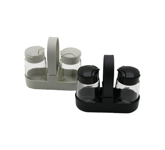QLUX C-00381 DROP (STANDLI) (2 PCS) (CAM) TUZLUK & BAHARATLIK SET (PLS.KAPAK & KÜRDANLIKLI STAND) (TAŞIMA KULPLU)*15=K
