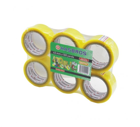 HASBROS HBR-0038 ( ŞEFFAF ) ( AKRİLİK YAPIŞKAN ) ( 45MMX100YARDS ) KOLİ BANTI*6X20