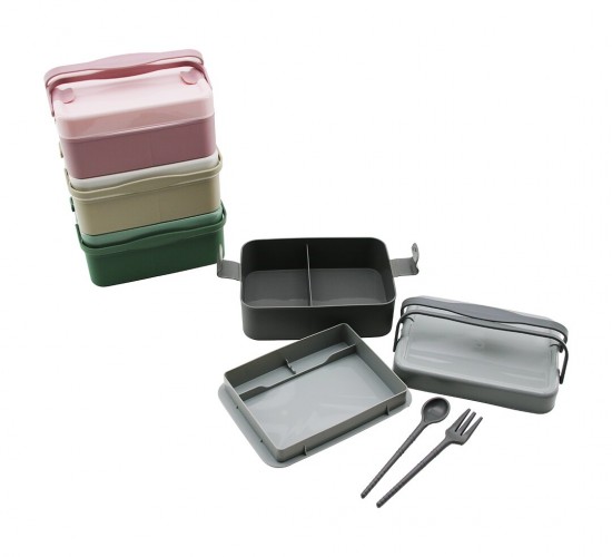 GONDOL TASTEFUL G-769 BESLENME KUTUSU ( 2+1=3 BÖLMELİ & ÇATAL & KAŞIK & ÇİFTLİ TAŞIMA KULP ) (RENKLİ PLASTİK)*24=K
