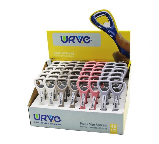 URVE UR-3178 GÖKKUŞAĞI PRATİK ŞİŞE KAPAK AÇACAK ( RENKLİ PLASTİK SAPLI & METAL )*48X1