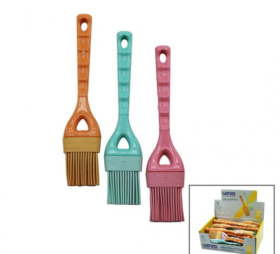URVE UR-3068 ( SİLİKON ) YUMURTA FIRÇASI ( RENKLİ & PLASTİK SAPLI & 6--21.5CM )*24X1