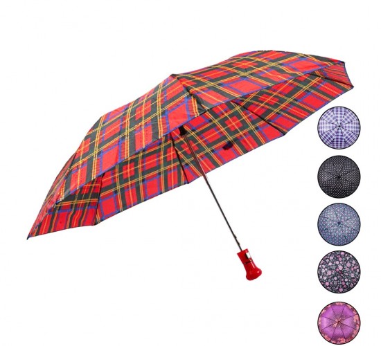 MARLUX SM-240 ( L ) ( BAYAN & YARI OTOMATİK & CHERY ) RENKLİ DESENLİ ŞEMSİYE ( RENKLİ SAP )*12X5