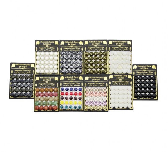 MLS MAGNETİC SCARF CLİPS PİNS AKER ( 25PCS TAKIM ) ( MIKNATISLI ) EŞARP ŞAL KLİPSİ ( 1 KART )*100