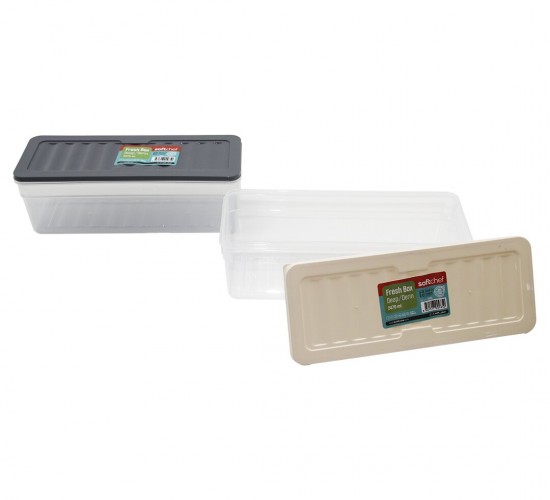 SOFTCHEF-00985 FRESH BOX ( DERİN & 2470ML ) PLASTİK ŞEFFAF SAKLAMA KABI ( RENKLİ KAPAK )*24=K