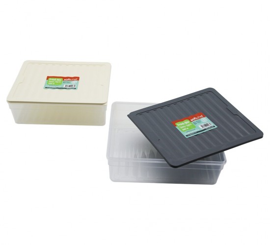 SOFTCHEF-00987 FRESH BOX ( DERİN & 5300ML ) PLASTİK ŞEFFAF SAKLAMA KABI ( RENKLİ KAPAK )*12=K