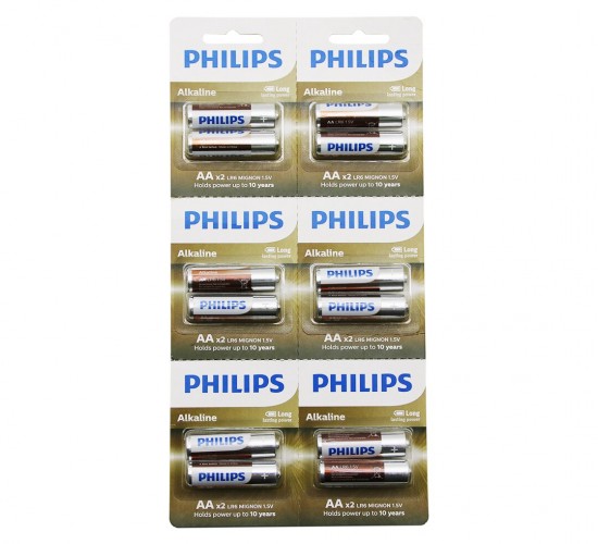 PHILIPS ( ALKALİNE KALEM & AA & 1.5V ) PİL ( 12PCS= 2Lİ X 6 )*1X18
