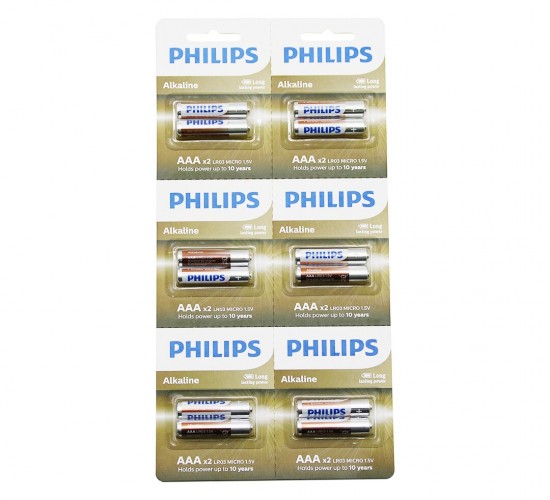 PHILIPS ( ALKALİNE İNCE & AAA & 1.5V ) PİL ( 12PCS= 2Lİ X 6 )*1X24
