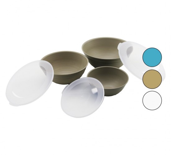 MUGİSS M-KAG-3001 (3PCS SET=1LT-2LT-3LT) GALAKSİ KAPAKLI KASE & SAKLAMA KABI SET (RENKLİ KASE & ŞEFFAF KAPAK)*6=K