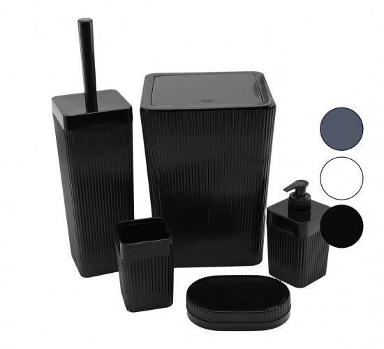 VİALEX COLUMB DVM PLS.ELEGANCE ( 5PCS ) BANYO SETİ ( ÇÖP KOVA & WC FIRÇA & 2PCS SABUNLUK & D.FIRÇALIK ) MİX KOLİ*6=K
