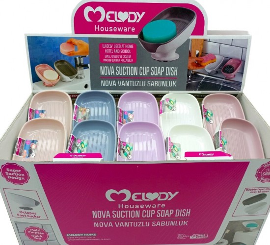 MELODY M-087 NOVA ( VANTUZLU ) SABUNLUK & SÜNGERLİK (RENKLİ PLASTİK) ( EĞİMLİ DURUŞ AYAKLI )*30=K