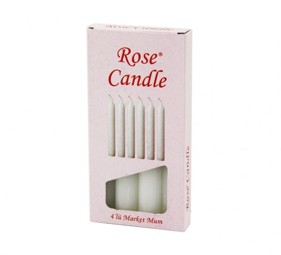 ROSE CANDLE-201 ( 4PCS & KALIN ) ( ÇAP=2CM & UZUNLUK=15CM   ) ( BEYAZ KLASİK ) MARKET MUM*130