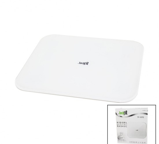 TECHFİT TF-1070 (GİZLİ EKRAN &SOFT BEYAZ CAM ZEMİN ) DİJİTAL BASKÜL TERAZİ TARTI (180KG) (SENSÖR &LED EKRAN &ODA℃)*10